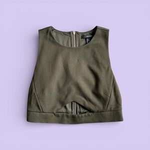 Forever 21 Olive Green Cutout Crop Top Zip Back Small